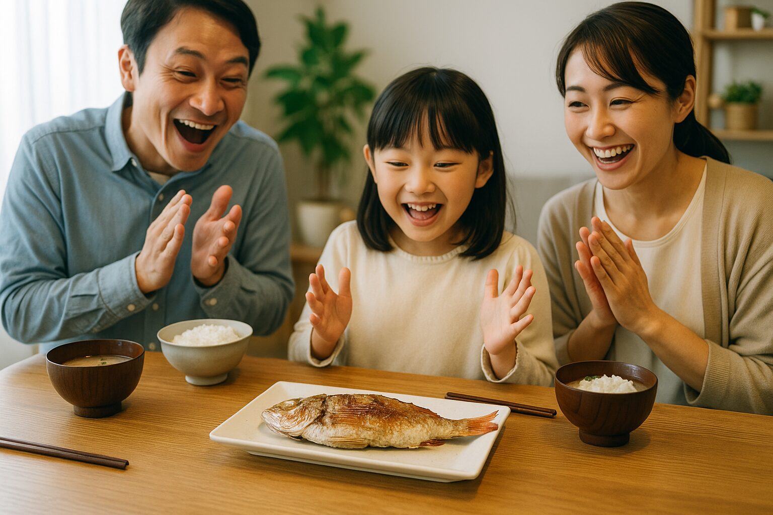 のどぐろで喜ぶ家族