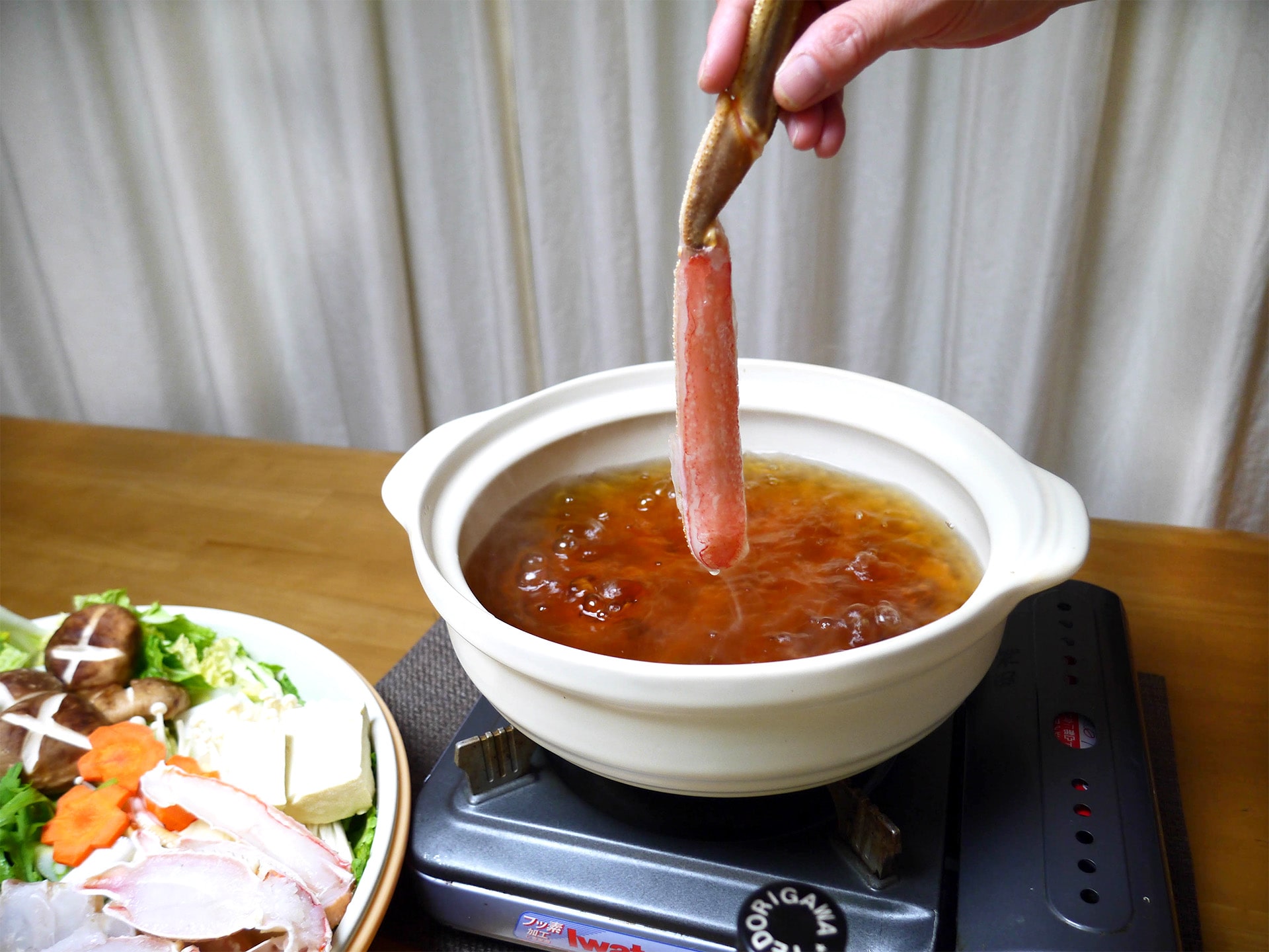かにしゃぶ調理風景