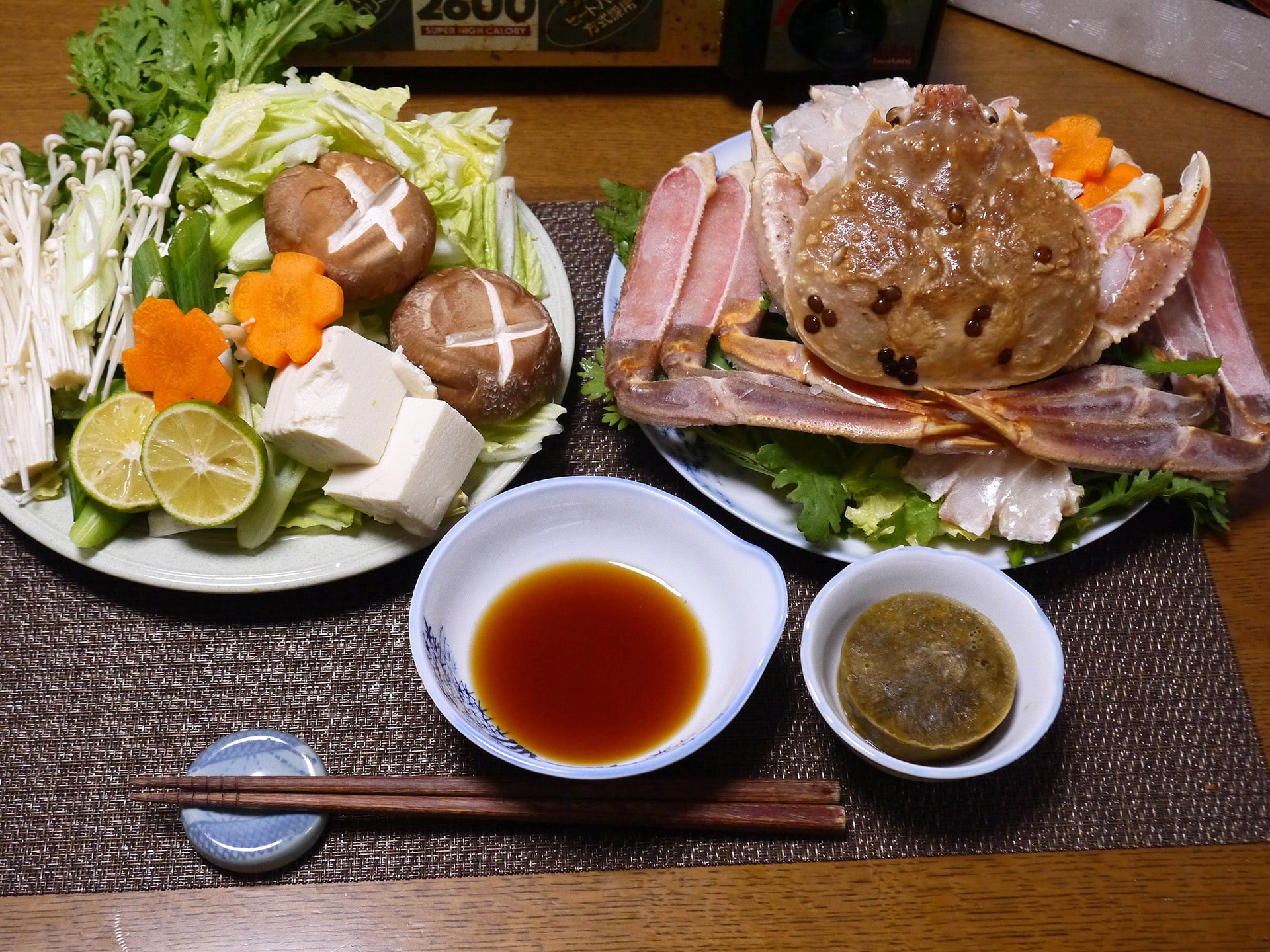 まるごとかに鍋セット 家庭での盛り付け